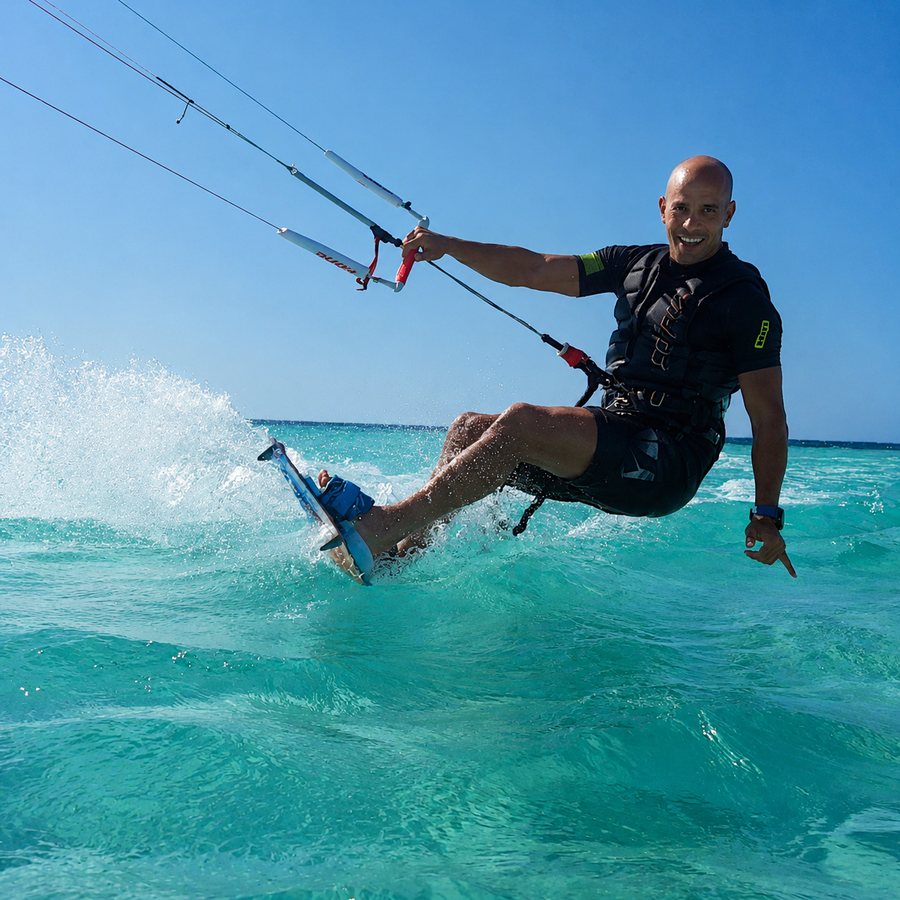 Jérôme Boulay en kitesurf, mer et mouvement